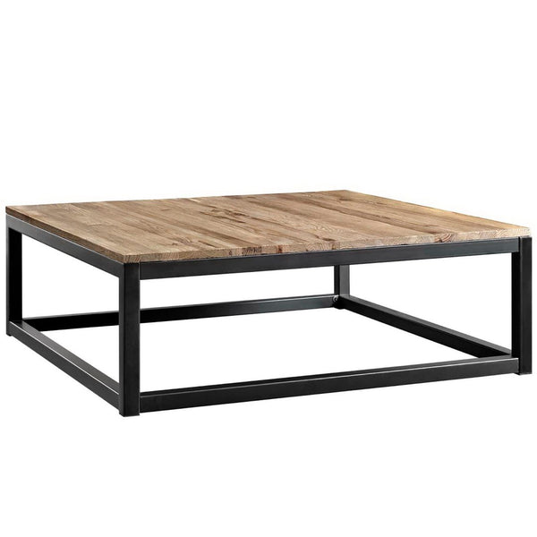 Modway Furniture Attune Large Coffee Table by Modway - Modern Farmhouse Design with Solid Pine Top & Iron Frame EEI-2775-BRN