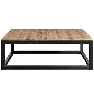 Modway Furniture Attune Large Coffee Table by Modway - Modern Farmhouse Design with Solid Pine Top & Iron Frame EEI-2775-BRN
