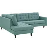 Modway Furniture Empress 2 Piece Upholstered Fabric Left Facing Bumper Sectional Laguna 84 x 101 x 35.5