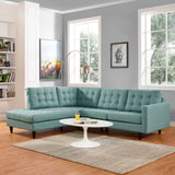 Modway Furniture Empress 2 Piece Upholstered Fabric Left Facing Bumper Sectional Laguna 84 x 101 x 35.5
