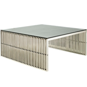 Modway Furniture Gridiron Coffee Table - Modern Minimalist Stainless Steel Design for Living Rooms & Offices EEI-284-SLV