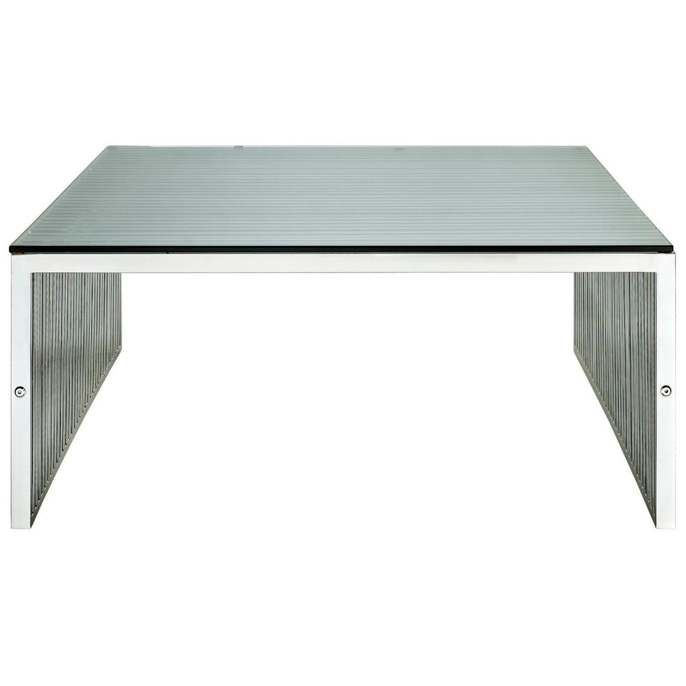 Modway Furniture Gridiron Coffee Table - Modern Minimalist Stainless Steel Design for Living Rooms & Offices EEI-284-SLV