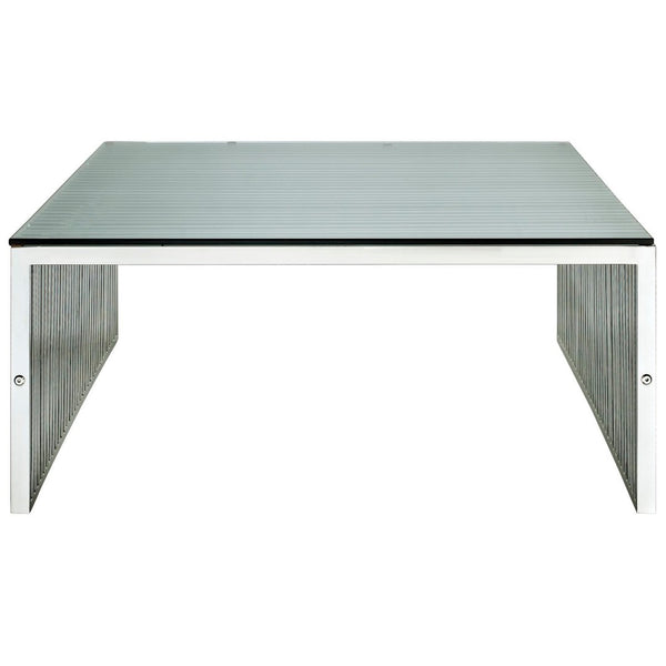 Modway Furniture Gridiron Coffee Table - Modern Minimalist Stainless Steel Design for Living Rooms & Offices EEI-284-SLV