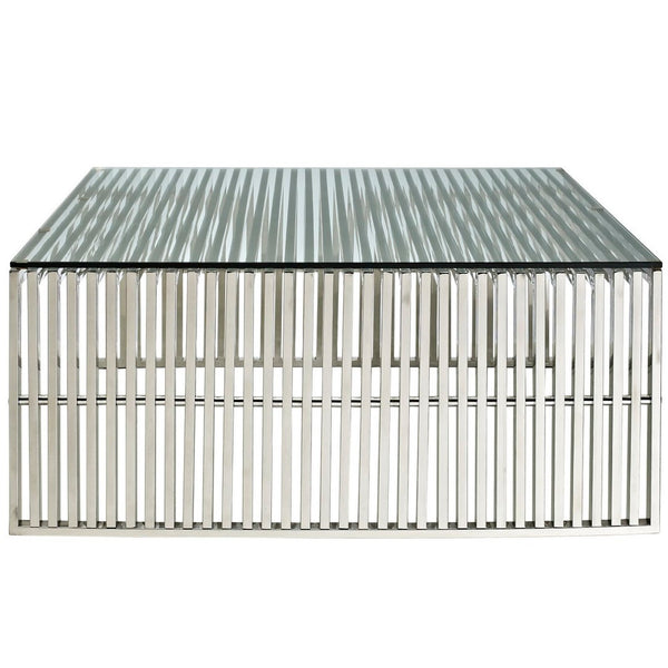 Modway Furniture Gridiron Coffee Table - Modern Minimalist Stainless Steel Design for Living Rooms & Offices EEI-284-SLV