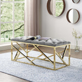 Modway Furniture Intersperse Bench Gold Gray 41.5 x 17 x 17.5
