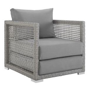 Modway Furniture Aura Rattan Outdoor Patio Armchair - Stylish, Durable Seating for Your Perfect Outdoor Retreat Gray Gray EEI-2918-GRY-GRY