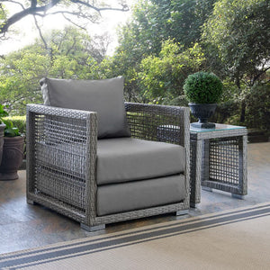 Modway Furniture Aura Rattan Outdoor Patio Armchair - Stylish, Durable Seating for Your Perfect Outdoor Retreat Gray Gray EEI-2918-GRY-GRY