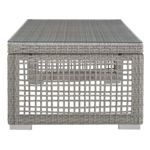 Modway Furniture Aura Rattan Outdoor Patio Coffee Table – Stylish Gray Weave with Glass Top for Relaxed Entertaining EEI-2919-GRY