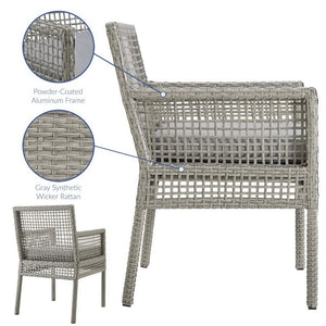 Modway Furniture Aura Outdoor Patio Dining Armchair - Stylish Wicker Rattan Design with Comfortable Cushioning Gray Gray EEI-2920-GRY-GRY