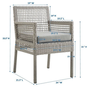 Modway Furniture Aura Outdoor Patio Dining Armchair - Stylish Wicker Rattan Design with Comfortable Cushioning Gray Gray EEI-2920-GRY-GRY