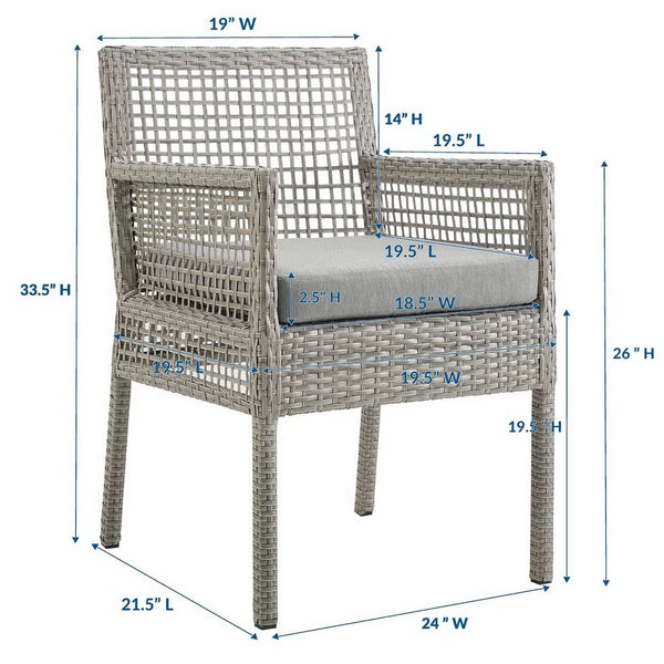 Modway Furniture Aura 7 Piece Outdoor Patio Wicker Rattan Set – Stylish, Durable, and Low-Maintenance Comfort for All Gray Gray EEI-3560-GRY-GRY-SET