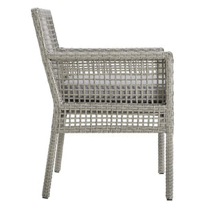 Modway Furniture Aura Outdoor Patio Dining Armchair - Stylish Wicker Rattan Design with Comfortable Cushioning Gray Gray EEI-2920-GRY-GRY