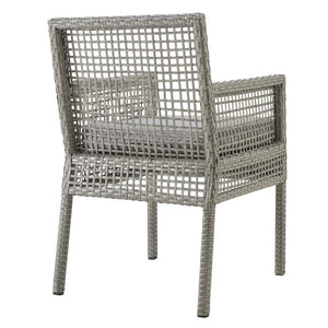 Modway Furniture Aura Outdoor Patio Dining Armchair - Stylish Wicker Rattan Design with Comfortable Cushioning Gray Gray EEI-2920-GRY-GRY
