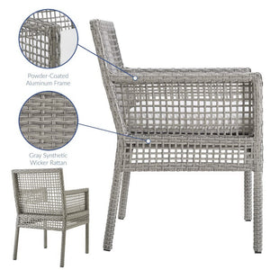 Modway Furniture Aura 7 Piece Outdoor Patio Wicker Rattan Set – Stylish, Durable, and Low-Maintenance Comfort for All Gray White EEI-3560-GRY-WHI-SET