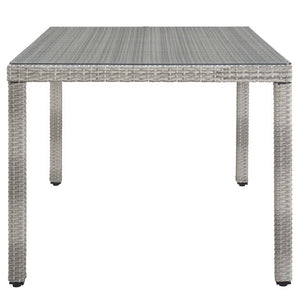 Modway Furniture Aura 68" Outdoor Patio Dining Table - Stylish Gray Wicker, Tempered Glass, Seats 6, Weather-Resistant EEI-2921-GRY