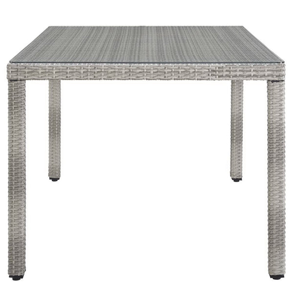 Modway Furniture Aura 68" Outdoor Patio Dining Table - Stylish Gray Wicker, Tempered Glass, Seats 6, Weather-Resistant EEI-2921-GRY