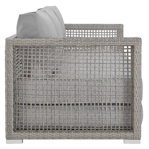 Modway Furniture Aura Outdoor Patio Wicker Rattan Sofa - Stylish, Durable Seating for Ultimate Outdoor Comfort Gray Gray EEI-2923-GRY-GRY