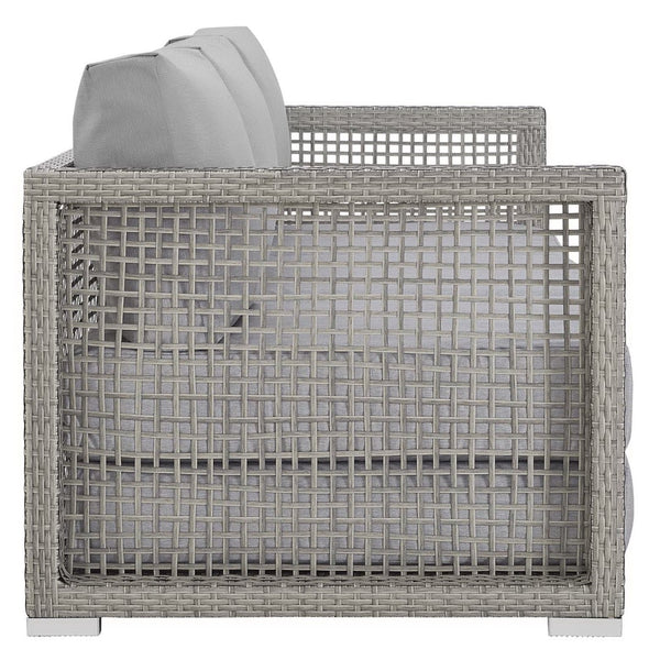 Modway Furniture Aura Outdoor Patio Wicker Rattan Sofa - Stylish, Durable Seating for Ultimate Outdoor Comfort Gray Gray EEI-2923-GRY-GRY