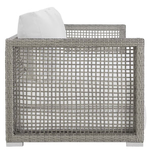 Modway Furniture Aura Outdoor Patio Wicker Rattan Sofa - Stylish, Durable Seating for Ultimate Outdoor Comfort Gray White EEI-2923-GRY-WHI