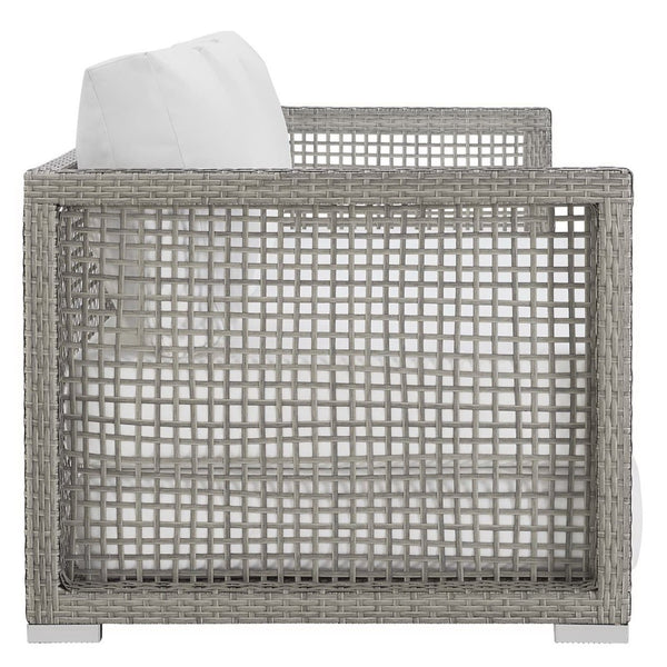 Modway Furniture Aura Outdoor Patio Wicker Rattan Sofa - Stylish, Durable Seating for Ultimate Outdoor Comfort Gray White EEI-2923-GRY-WHI