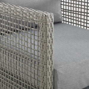 Modway Furniture Aura Outdoor Patio Wicker Rattan Loveseat - Weather-Resistant Comfort for Your Backyard Oasis Gray Gray EEI-2924-GRY-GRY