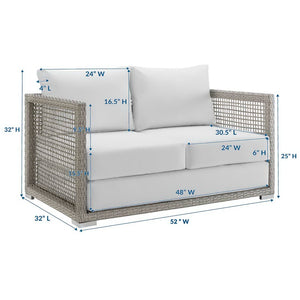 Modway Furniture Aura Outdoor Patio Wicker Rattan Loveseat - Weather-Resistant Comfort for Your Backyard Oasis Gray White EEI-2924-GRY-WHI