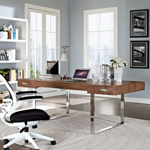 Modway Furniture Tinker Office Desk by Modway - Stylish Walnut Workspace with Ample Storage & Modern Design Elements EEI-293-WAL