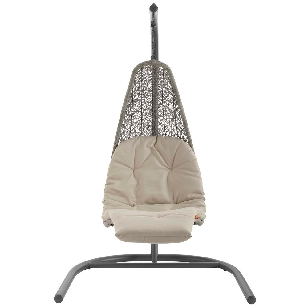 Modway Furniture Landscape Outdoor Hanging Chaise Lounge Swing Chair – Stylish, Durable, and Cozy for Relaxation Light Gray Beige EEI-2952-LGR-BEI