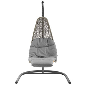 Modway Furniture Landscape Outdoor Hanging Chaise Lounge Swing Chair – Stylish, Durable, and Cozy for Relaxation Light Gray Gray EEI-2952-LGR-GRY