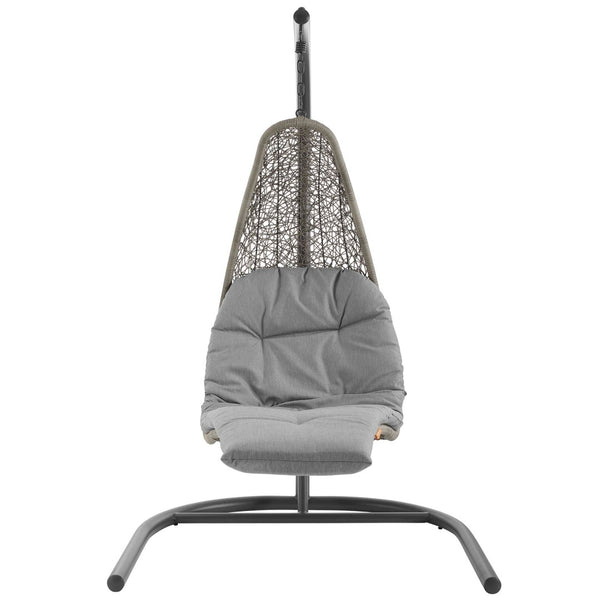 Modway Furniture Landscape Outdoor Hanging Chaise Lounge Swing Chair – Stylish, Durable, and Cozy for Relaxation Light Gray Gray EEI-2952-LGR-GRY