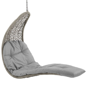 Modway Furniture Landscape Outdoor Hanging Chaise Lounge Swing Chair – Stylish, Durable, and Cozy for Relaxation Light Gray Gray EEI-2952-LGR-GRY