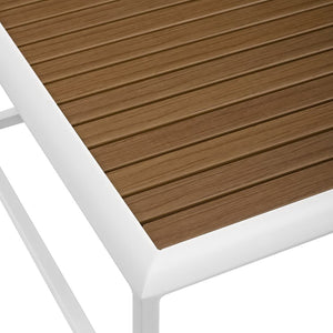 Modway Furniture Stance Outdoor Coffee Table – Modern Aluminum Design with Slatted Wood Top for Patios & Decks EEI-3021-WHI-NAT