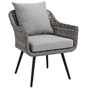 Modway Furniture Endeavor Outdoor Patio Wicker Rattan Armchair - Stylish, Weather-Resistant Comfort for All Seasons EEI-3023-GRY-GRY