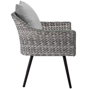 Modway Furniture Endeavor Outdoor Patio Wicker Rattan Armchair - Stylish, Weather-Resistant Comfort for All Seasons EEI-3023-GRY-GRY
