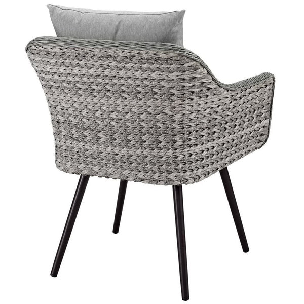 Modway Furniture Endeavor Outdoor Patio Wicker Rattan Armchair - Stylish, Weather-Resistant Comfort for All Seasons EEI-3023-GRY-GRY