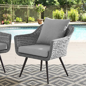 Modway Furniture Endeavor Outdoor Patio Wicker Rattan Armchair - Stylish, Weather-Resistant Comfort for All Seasons EEI-3023-GRY-GRY