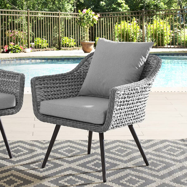 Modway Furniture Endeavor Outdoor Patio Wicker Rattan Armchair - Stylish, Weather-Resistant Comfort for All Seasons EEI-3023-GRY-GRY