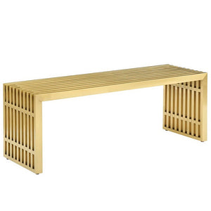 Modway Furniture Gridiron Medium Stainless Steel Bench - Modern Gold Accent for Living Rooms & Lounge Spaces EEI-3035-GLD