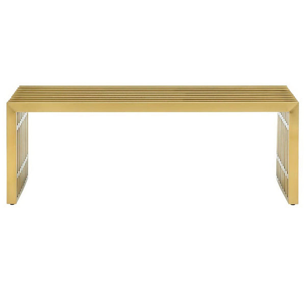 Modway Furniture Gridiron Medium Stainless Steel Bench - Modern Gold Accent for Living Rooms & Lounge Spaces EEI-3035-GLD