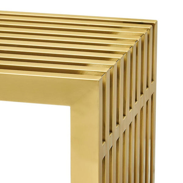 Modway Furniture Gridiron Medium Stainless Steel Bench - Modern Gold Accent for Living Rooms & Lounge Spaces EEI-3035-GLD