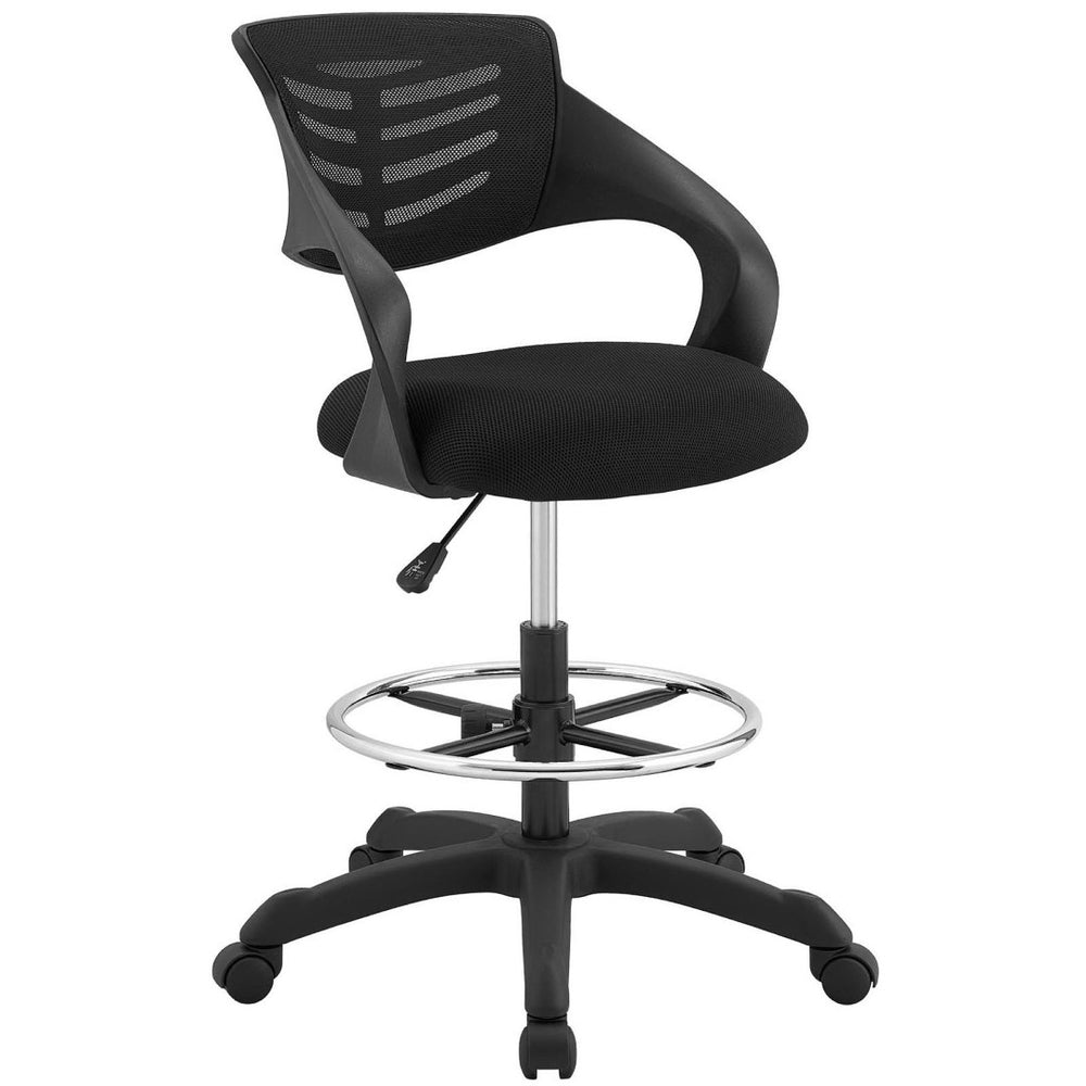 Modway Furniture Thrive Mesh Drafting Chair - Ergonomic Support, Breathable Comfort, and Smooth Mobility for Productivity Black EEI-3040-BLK