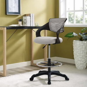 Modway Furniture Thrive Mesh Drafting Chair - Ergonomic Support, Breathable Comfort, and Smooth Mobility for Productivity Gray EEI-3040-GRY