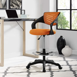 Modway Furniture Thrive Mesh Drafting Chair - Ergonomic Support, Breathable Comfort, and Smooth Mobility for Productivity Orange EEI-3040-ORA
