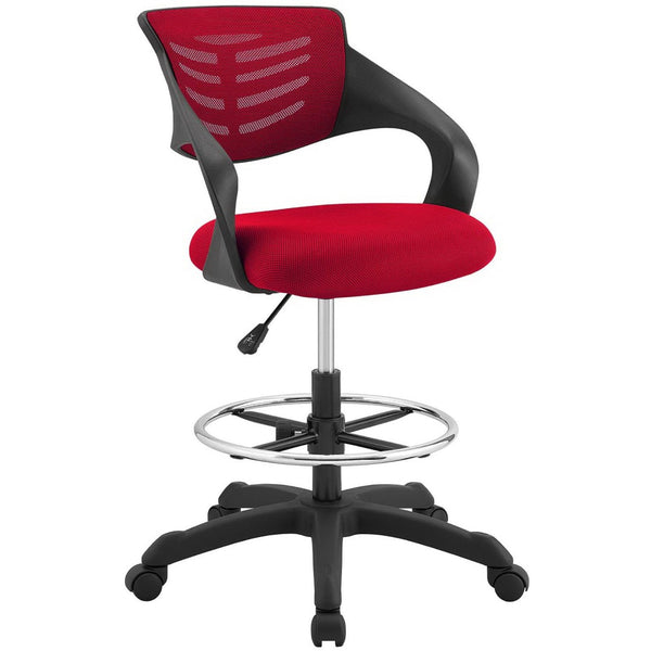 Modway Furniture Thrive Mesh Drafting Chair - Ergonomic Support, Breathable Comfort, and Smooth Mobility for Productivity Red EEI-3040-RED