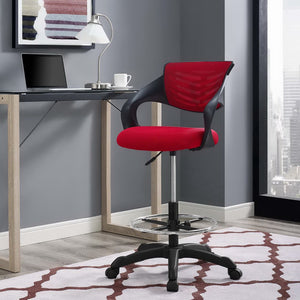 Modway Furniture Thrive Mesh Drafting Chair - Ergonomic Support, Breathable Comfort, and Smooth Mobility for Productivity Red EEI-3040-RED