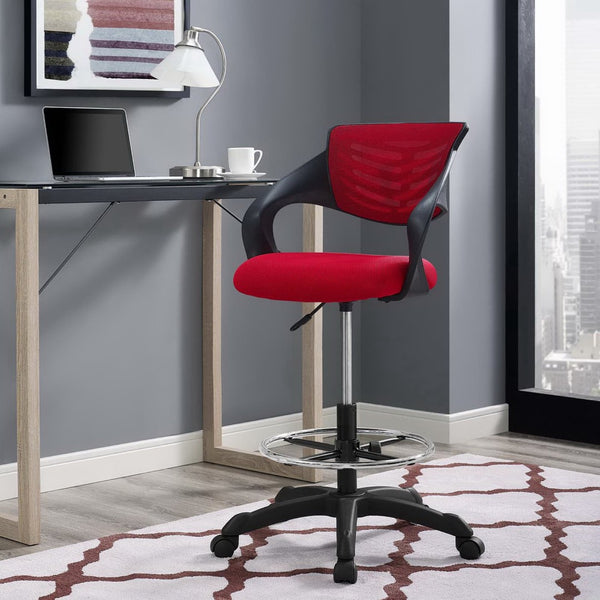 Modway Furniture Thrive Mesh Drafting Chair - Ergonomic Support, Breathable Comfort, and Smooth Mobility for Productivity Red EEI-3040-RED