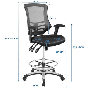 Modway Furniture Calibrate Ergonomic Mesh Drafting Chair - Adjustable, Comfortable & Stylish for Tall Workspaces EEI-3043-BLK