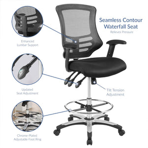 Modway Furniture Calibrate Ergonomic Mesh Drafting Chair - Adjustable, Comfortable & Stylish for Tall Workspaces EEI-3043-BLK