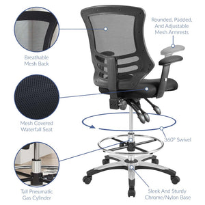 Modway Furniture Calibrate Ergonomic Mesh Drafting Chair - Adjustable, Comfortable & Stylish for Tall Workspaces EEI-3043-BLK