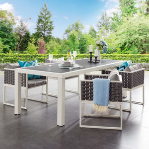 Modway Furniture Stance 90.5" Outdoor Aluminum Dining Table - Modern, Durable, Easy Care, Seats 8 - White Gray Finish EEI-3052-WHI-GRY